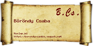 Böröndy Csaba névjegykártya