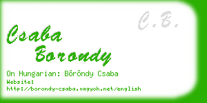 csaba borondy business card